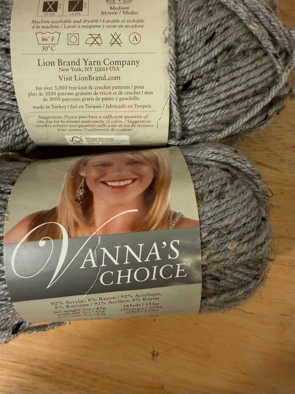 Vanna’s Choice Soft Acrylic Blend Yarn in Grey Marble - 2 Skeins